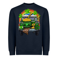Navy St Patrick's Day Truck With Pot Of Gold Horseshoe And Rainbow Heavyweight Sweatshirt - RanaPortraitStore