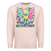 Pale Pink chillin with my peeps Premium Sweatshirt - MaliasSmallBusiness