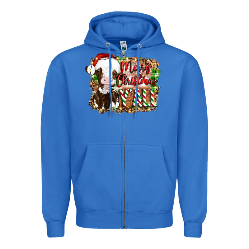 Merry Christmas Y'all Cow Zipper Hoodie by Artiststas | Teevron