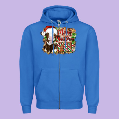 Merry Christmas Y'all Cow Zipper Hoodie Designed By Artiststas