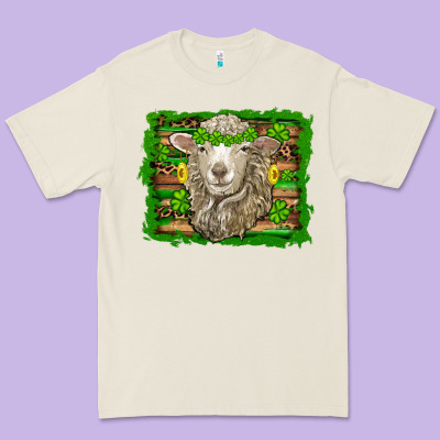 St Patricks Day Sheep Shamrock Gold  Serape Leopard Glitter Premium Tee Designed By Artiststas