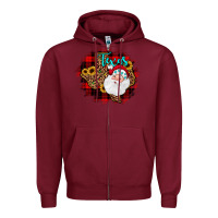 Burgundy texas santa wood slice ornament Zipper Hoodie - JahusDesignShop