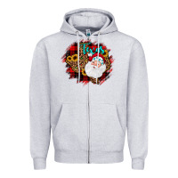 Heather Grey texas santa wood slice ornament Zipper Hoodie - JahusDesignShop