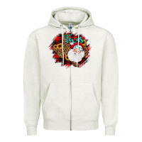 Oatmeal Heather texas santa wood slice ornament Zipper Hoodie - JahusDesignShop