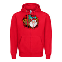 Red texas santa wood slice ornament Zipper Hoodie - JahusDesignShop