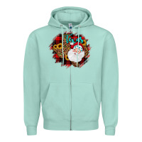 Seafoam texas santa wood slice ornament Zipper Hoodie - JahusDesignShop