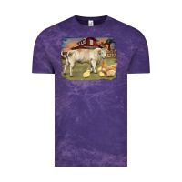 Cloud Purple charolaris bull and chicken in barnyard Vintage Tee - RanaPortraitStore