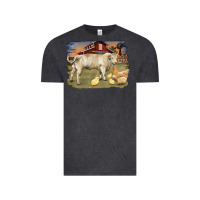 Vintage Black charolaris bull and chicken in barnyard Vintage Tee - RanaPortraitStore