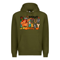 Army Green happy turkey day Premium Hoodie - MaliasSmallBusiness