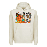 Oatmeal Heather happy turkey day Premium Hoodie - MaliasSmallBusiness