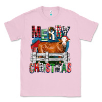 Bubblegum Pink merry christmas simmental cow Classic Tee - FaDigitalArtStudio