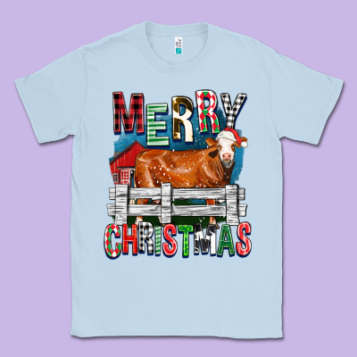 Merry Christmas Simmental Cow Classic Tee Designed By Fadigitalartstudio