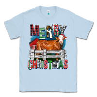 Dusty Blue merry christmas simmental cow Classic Tee - FaDigitalArtStudio