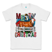 White merry christmas simmental cow Classic Tee - FaDigitalArtStudio