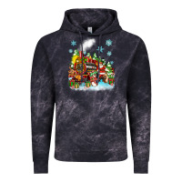 Cloud Black christmas santa and friends train Vintage Hoodie - Zillion Design Studio