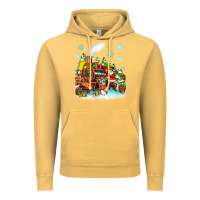 Vintage Mustard christmas santa and friends train Vintage Hoodie - Zillion Design Studio