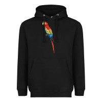 Black Scarlet Macaw Parrot Heavyweight Hoodie - LillyAllenDesigns