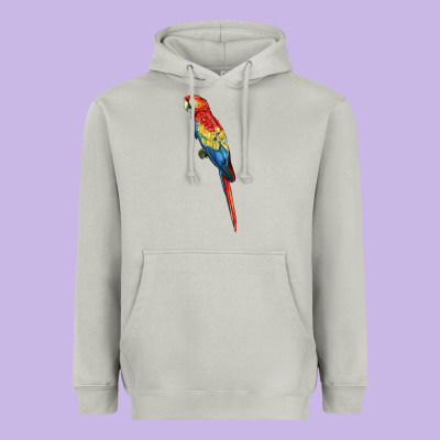 Scarlet Macaw Parrot Heavyweight Hoodie Designed By Lillyallendesigns