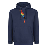 Navy Scarlet Macaw Parrot Heavyweight Hoodie - LillyAllenDesigns