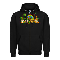 Black st patricks gnomes with rainbow Zipper Hoodie - AdoDesignShop