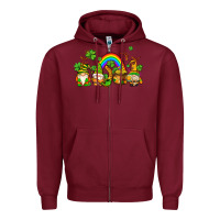 Burgundy st patricks gnomes with rainbow Zipper Hoodie - AdoDesignShop