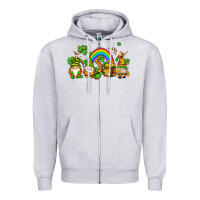 Heather Grey st patricks gnomes with rainbow Zipper Hoodie - AdoDesignShop