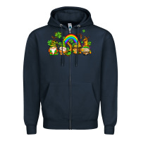 Navy st patricks gnomes with rainbow Zipper Hoodie - AdoDesignShop