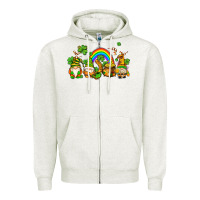Oatmeal Heather st patricks gnomes with rainbow Zipper Hoodie - AdoDesignShop