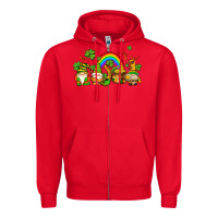 Red st patricks gnomes with rainbow Zipper Hoodie - AdoDesignShop