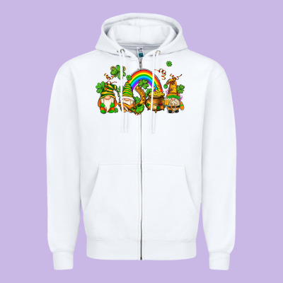 St Patricks Gnomes With Rainbow Zipper Hoodie Designed By Adodesignshop