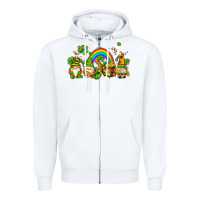 White st patricks gnomes with rainbow Zipper Hoodie - AdoDesignShop