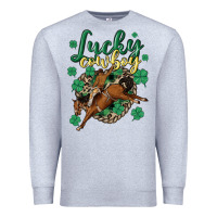 Heather Grey lucky cowboy Premium Sweatshirt - MaliasSmallBusiness