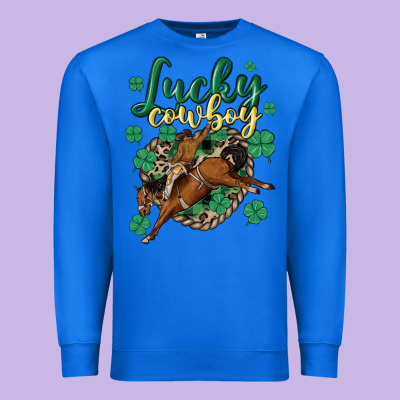 Lucky Cowboy Premium Sweatshirt Designed By Maliassmallbusiness