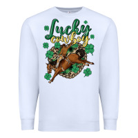 White lucky cowboy Premium Sweatshirt - MaliasSmallBusiness