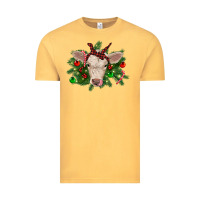 Vintage Mustard Christmas charolais calf Vintage Tee - RanaPortraitStore