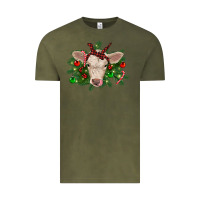 Vintage Olive Christmas charolais calf Vintage Tee - RanaPortraitStore