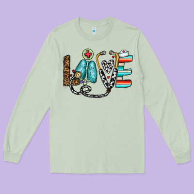 Love Nurse Long Sleeve Tee Designed By Cowhidedigitalart