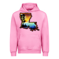 Fuchsia Pink louisiana  sunset map Urban Hoodie - BarkalooDesign