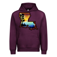Mauve Wine louisiana  sunset map Urban Hoodie - BarkalooDesign