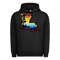 Pigment Black louisiana  sunset map Urban Hoodie - BarkalooDesign