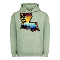 Pigment Oil Green louisiana  sunset map Urban Hoodie - BarkalooDesign