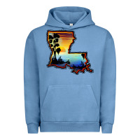 Pigment Pebble Blue louisiana  sunset map Urban Hoodie - BarkalooDesign