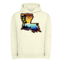 Pigment Pistachio louisiana  sunset map Urban Hoodie - BarkalooDesign