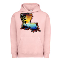 Pigment Salmon louisiana  sunset map Urban Hoodie - BarkalooDesign