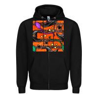 Black halloween witch hats leopard seamless pattern Zipper Hoodie - BundleAndBundleShop