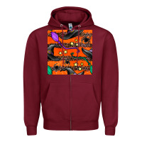 Burgundy halloween witch hats leopard seamless pattern Zipper Hoodie - BundleAndBundleShop