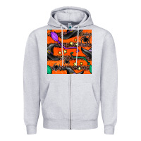 Heather Grey halloween witch hats leopard seamless pattern Zipper Hoodie - BundleAndBundleShop