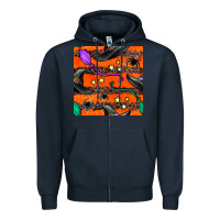 Navy halloween witch hats leopard seamless pattern Zipper Hoodie - BundleAndBundleShop