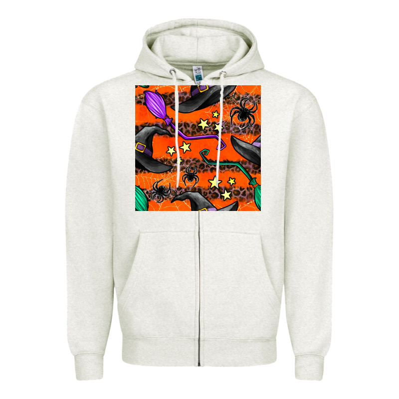 Halloween Witch Hats Leopard Seamless Pattern Zipper Hoodie by BundleAndBundleShop | Teevron
