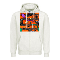 Oatmeal Heather halloween witch hats leopard seamless pattern Zipper Hoodie - BundleAndBundleShop